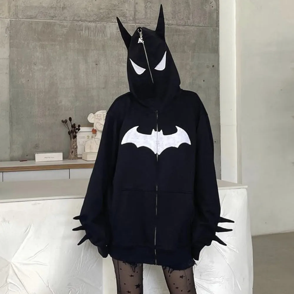 🔥Dark Goth Bat Embroidery Hoodie