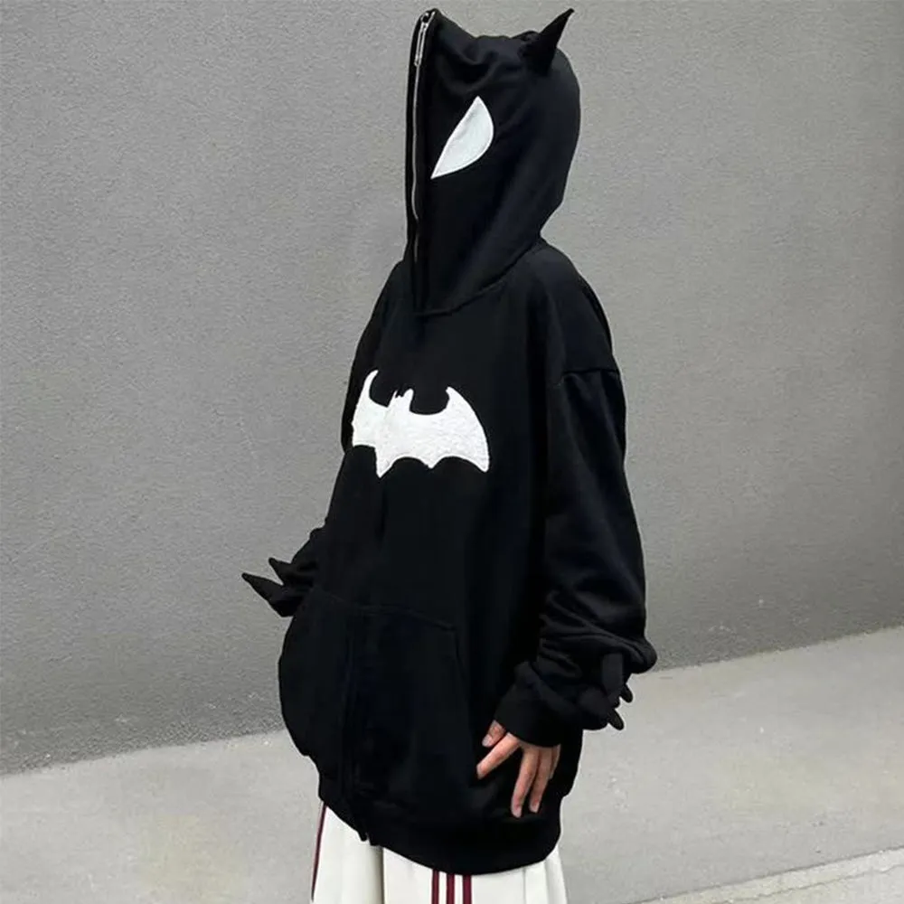 🔥Dark Goth Bat Embroidery Hoodie