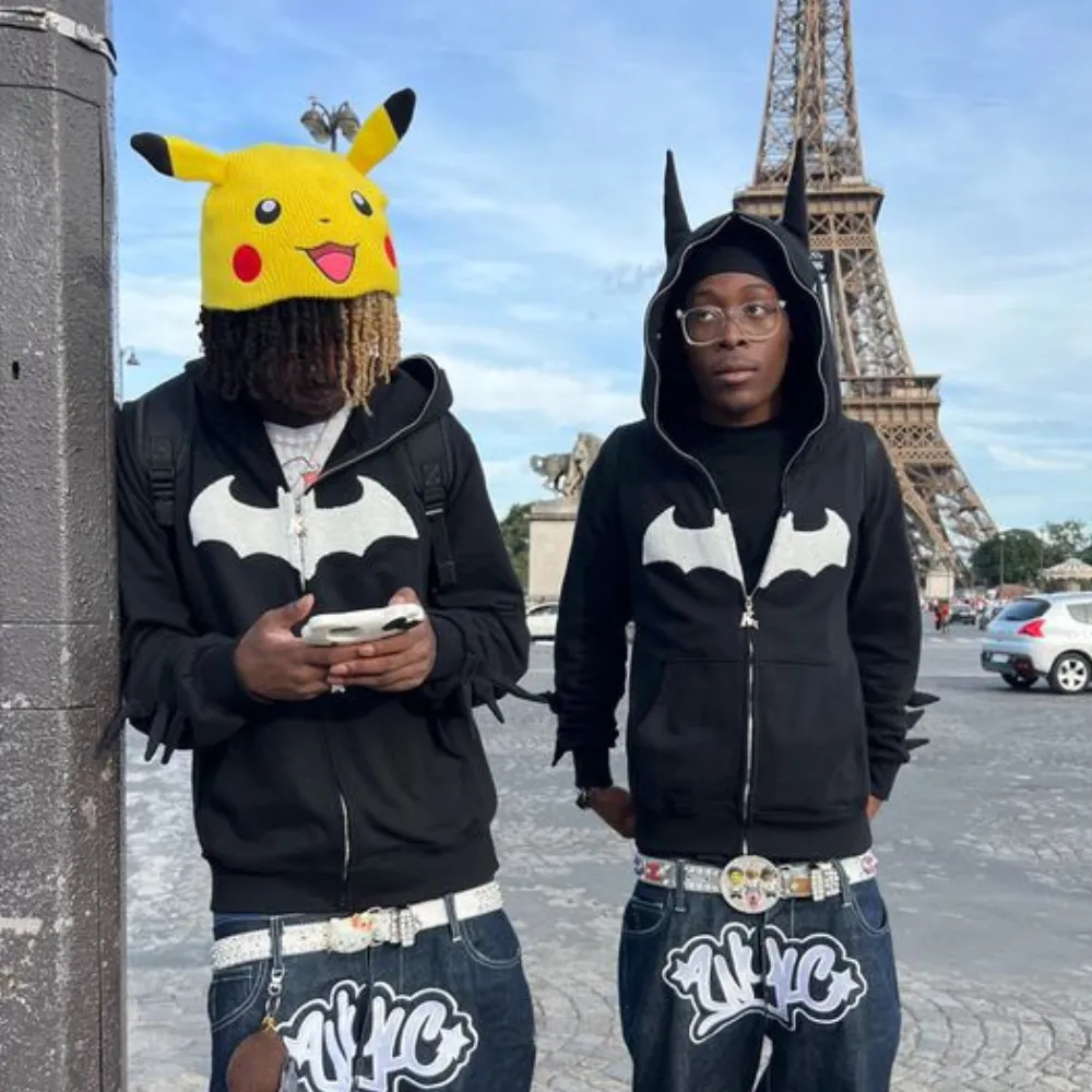 🔥Dark Goth Bat Embroidery Hoodie