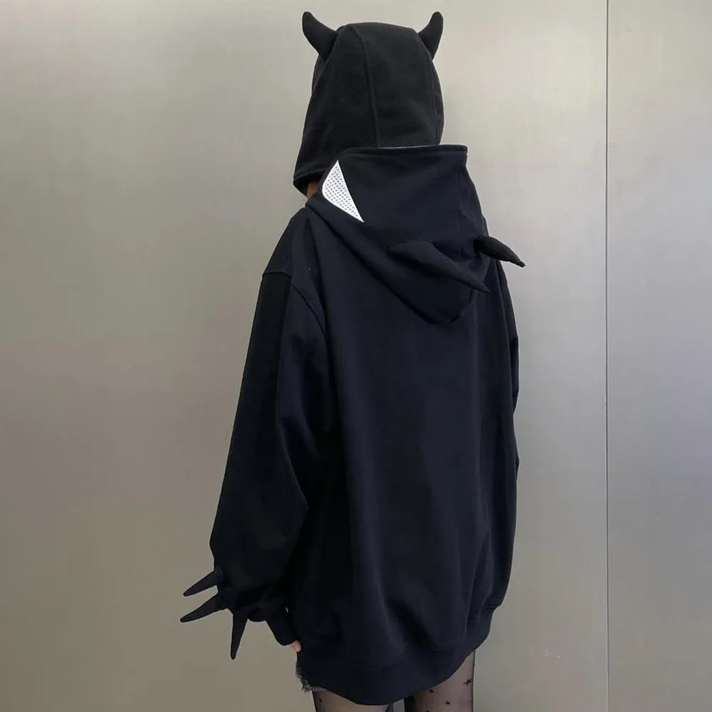 🔥Dark Goth Bat Embroidery Hoodie