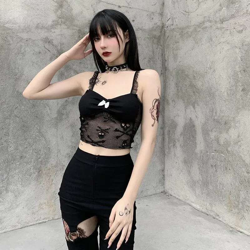Dark Mesh Skull Top