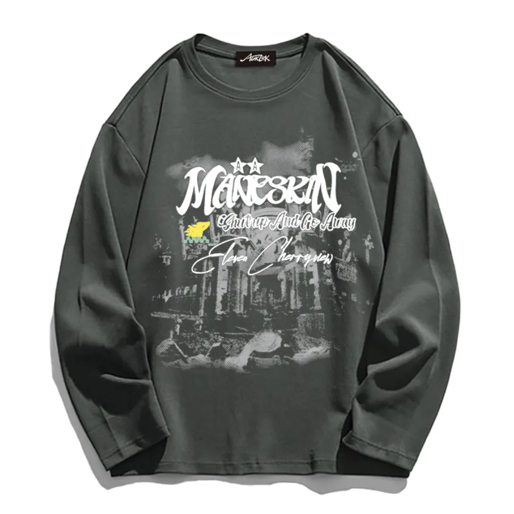 Dark Ruin Castle Print Long Sleeve Shirt