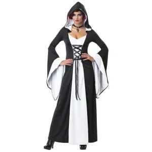 Deluxe Hooded Robe/Adult White/Black