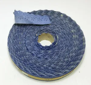 Denim Floral Trim Tape with Perforated and Scalloped Edge 1-3/8" wide (5 YDS)  2 colors - light and medium