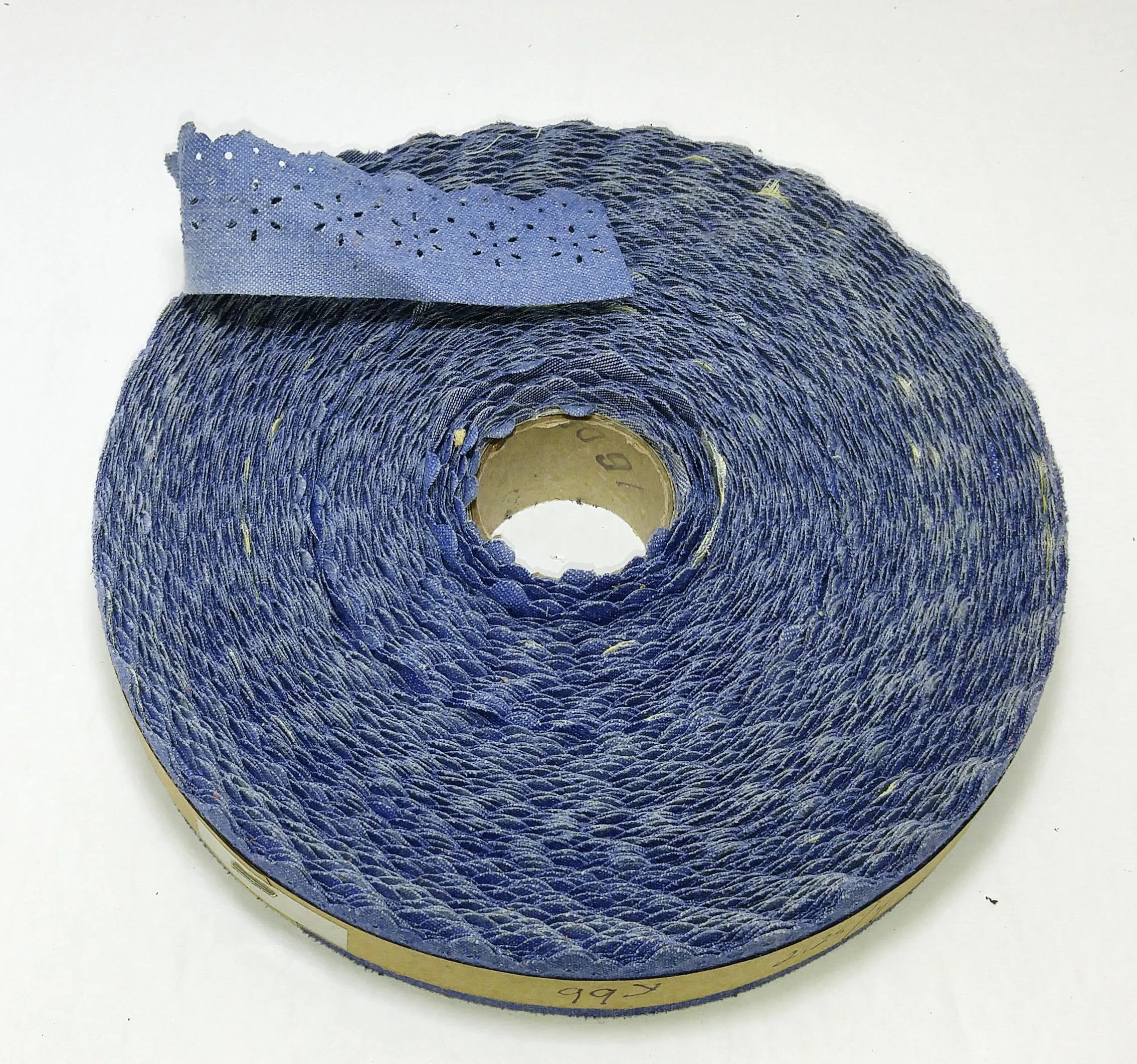 Denim Floral Trim Tape with Perforated and Scalloped Edge 1-3/8" wide (5 YDS)  2 colors - light and medium