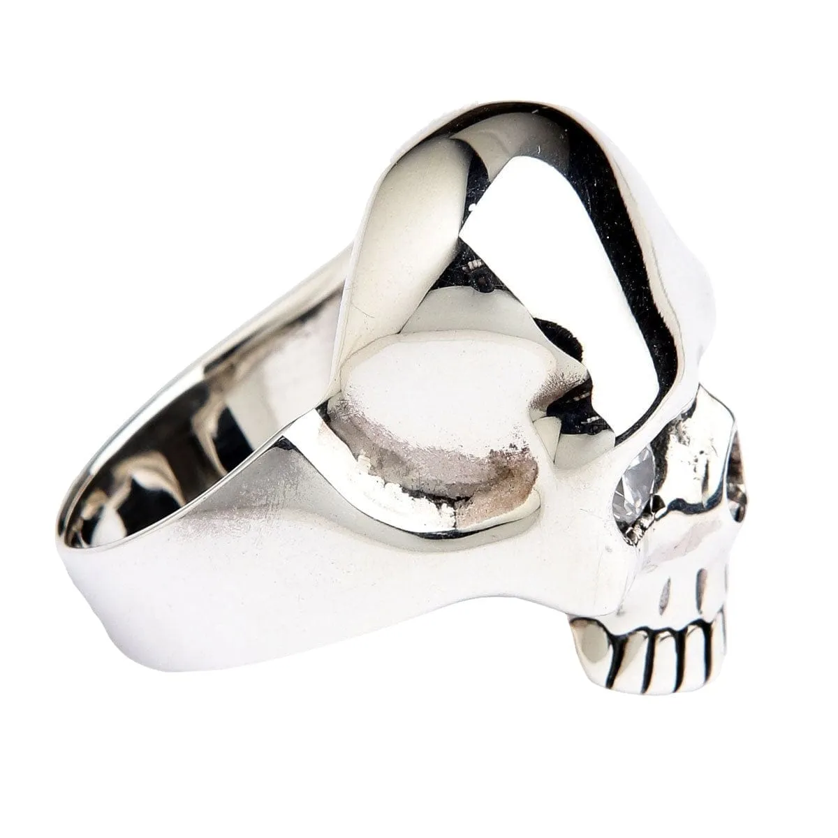 Diamond Eyes Elegant Skull Sterling Silver Ring