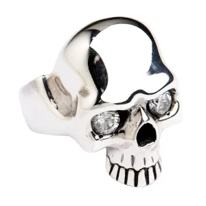 Diamond Eyes Elegant Skull Sterling Silver Ring
