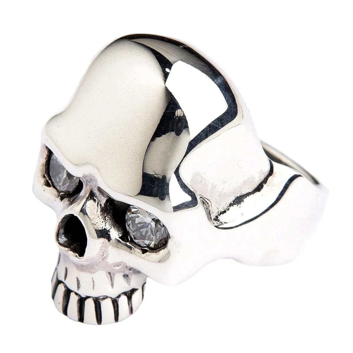 Diamond Eyes Elegant Skull Sterling Silver Ring