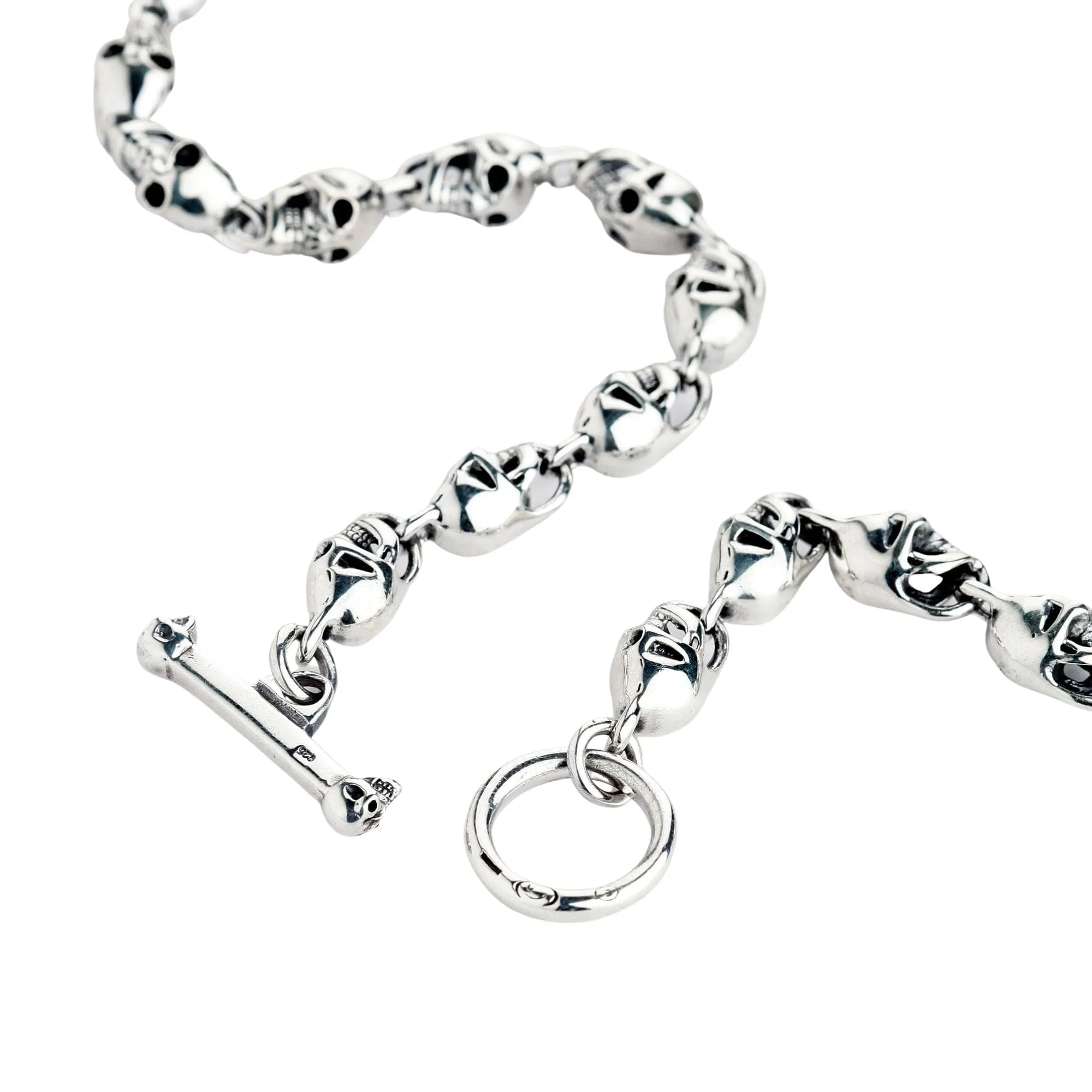Diamond Eyes Skull 925 Sterling Silver Biker Necklace