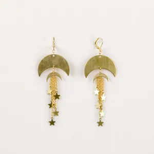 Double Moon & Star Earring Moon and Star Earrings, Dangle Earrings, Celestial Earrings , Moon& Star,Celestial Gift