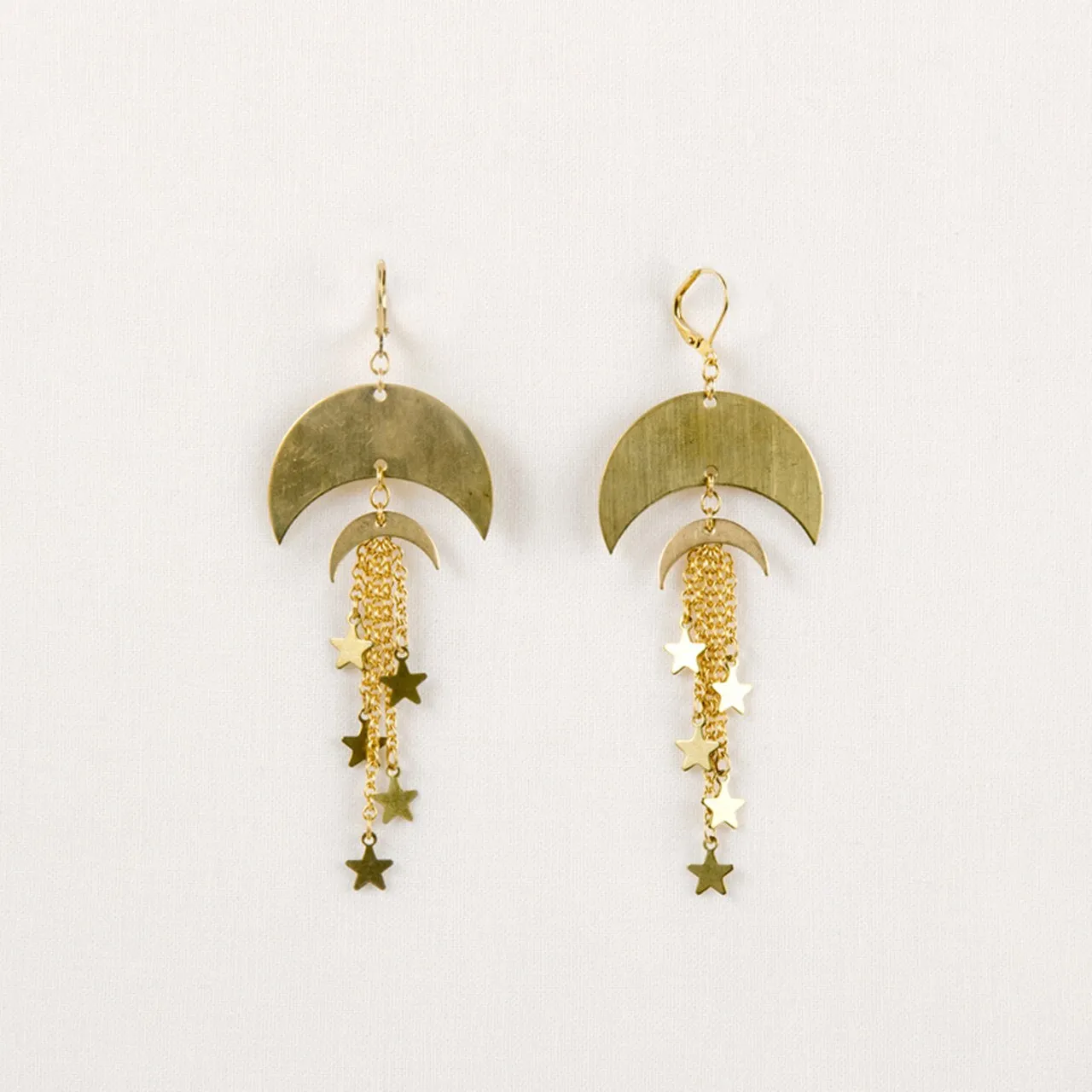 Double Moon & Star Earring Moon and Star Earrings, Dangle Earrings, Celestial Earrings , Moon& Star,Celestial Gift
