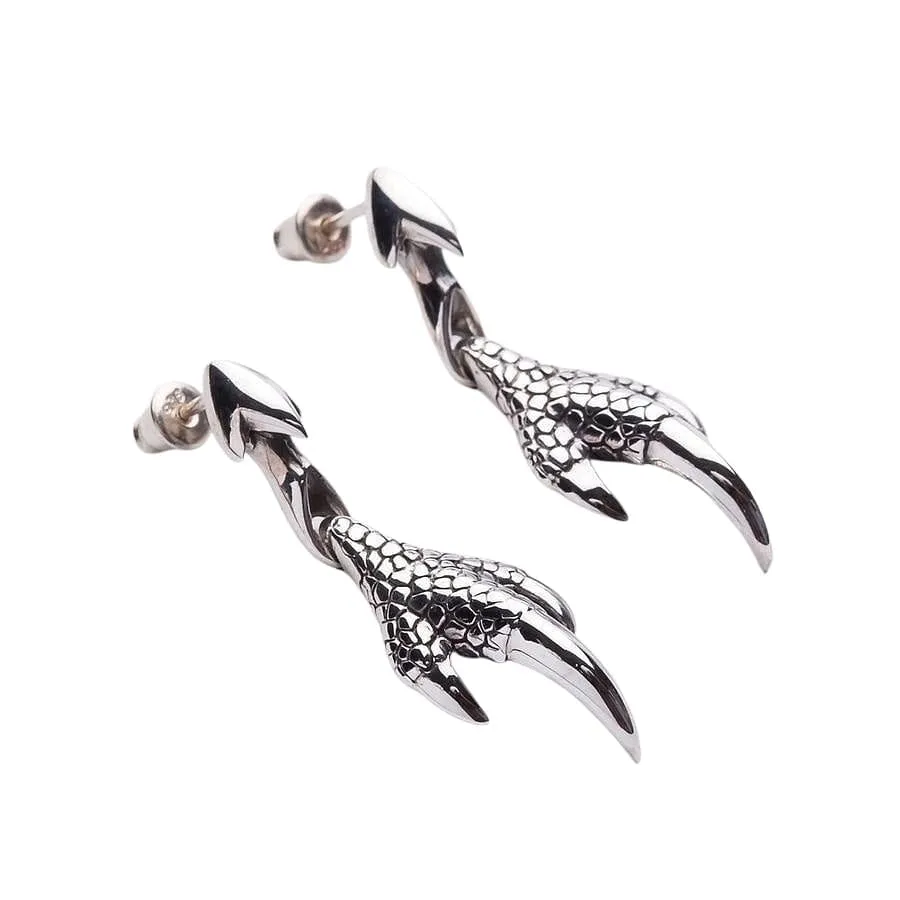 Dragon Claw 925 Sterling Silver Gothic Earrings