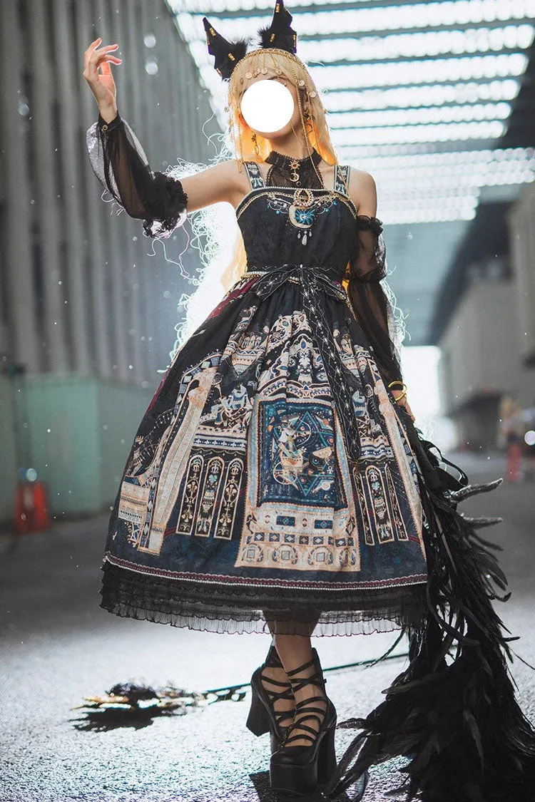 Dusk Best Egyptian Style Print Ruffle Gothic Lolita Dress 3 Colors