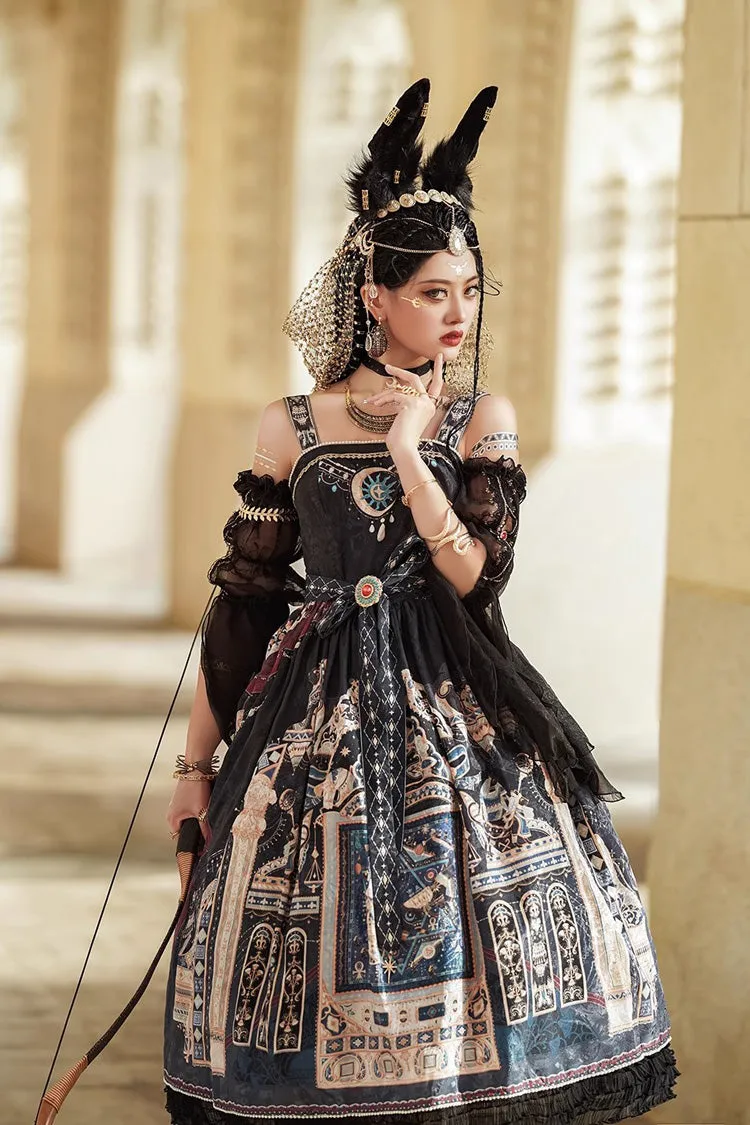 Dusk Best Egyptian Style Print Ruffle Gothic Lolita Dress 3 Colors