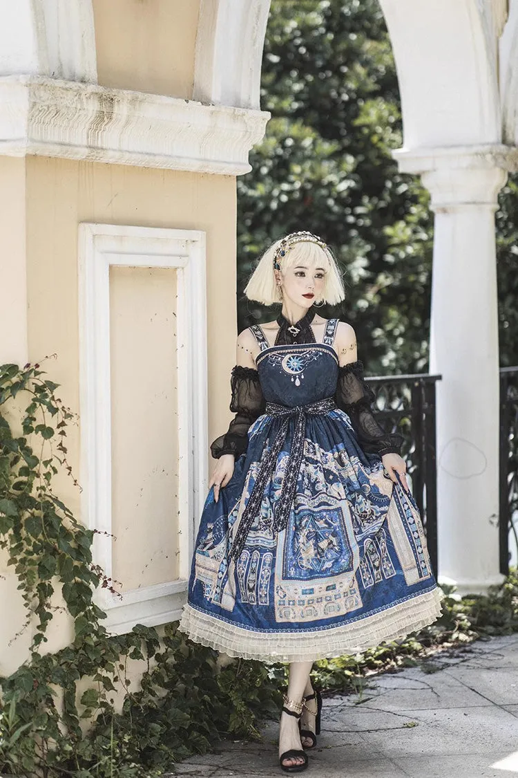 Dusk Best Egyptian Style Print Ruffle Gothic Lolita Dress 3 Colors