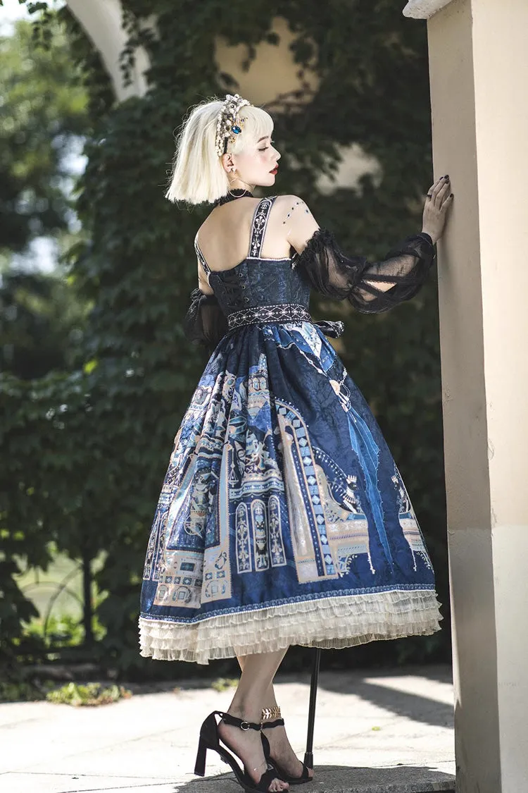 Dusk Best Egyptian Style Print Ruffle Gothic Lolita Dress 3 Colors