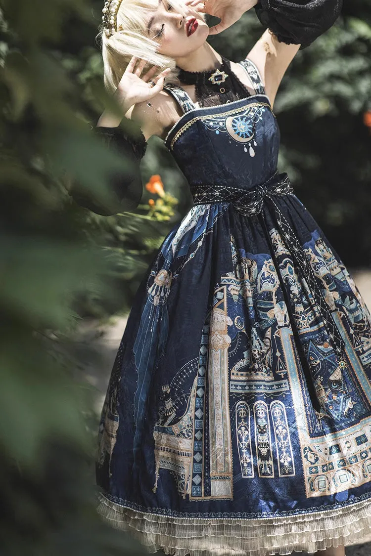 Dusk Best Egyptian Style Print Ruffle Gothic Lolita Dress 3 Colors