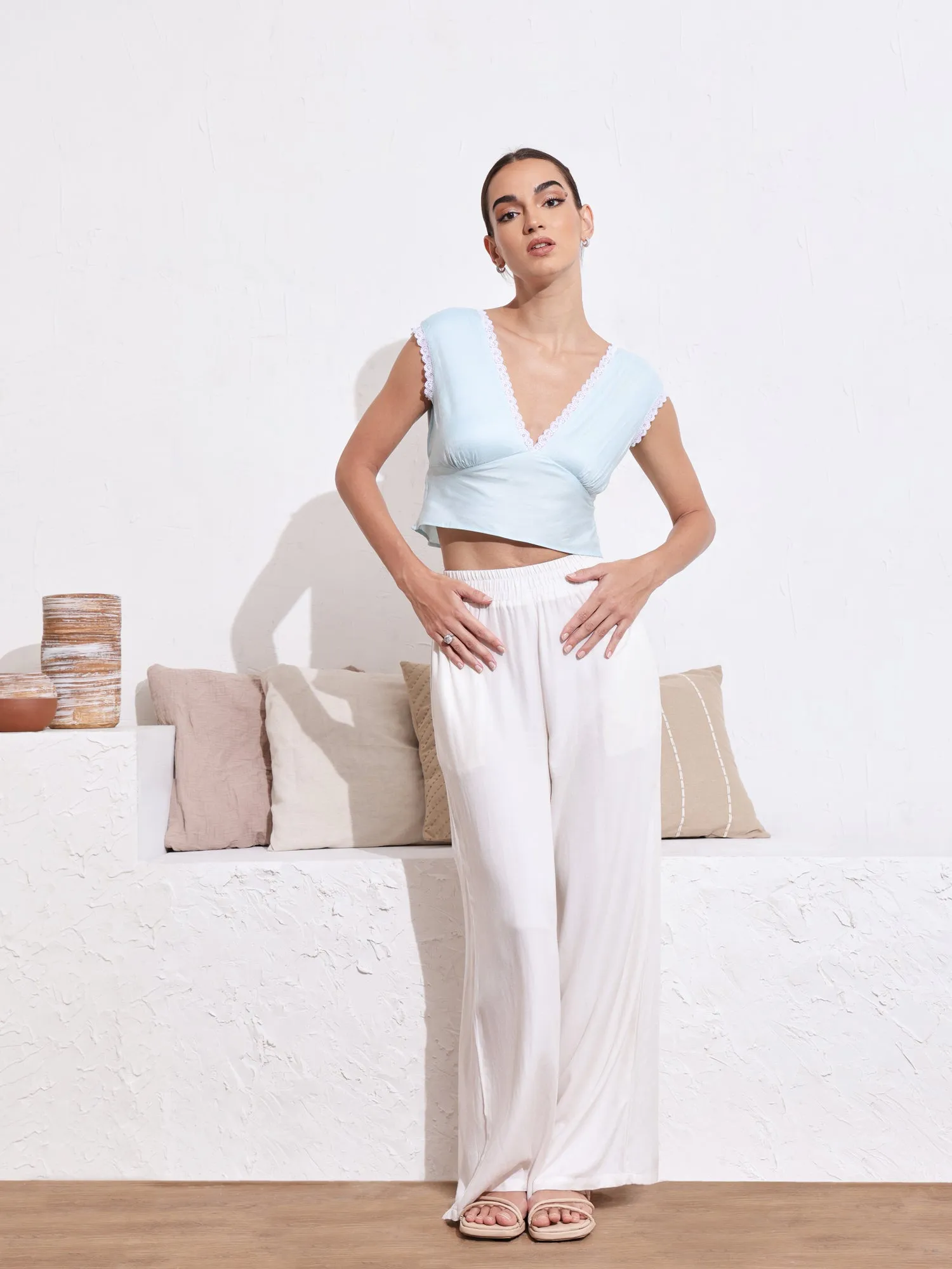 Edge Lace Detail Peplum Top