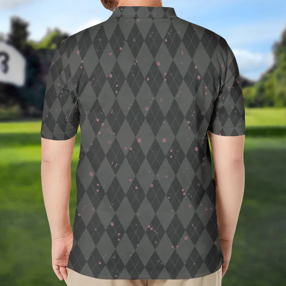 Elegant Argyle Pattern And Skull Golf Lover Polo Shirt V2, Black Skull Golf Shirt For Men QT307138