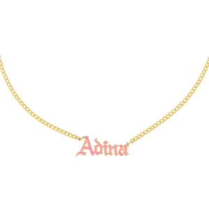 Enamel Gothic Nameplate Necklace