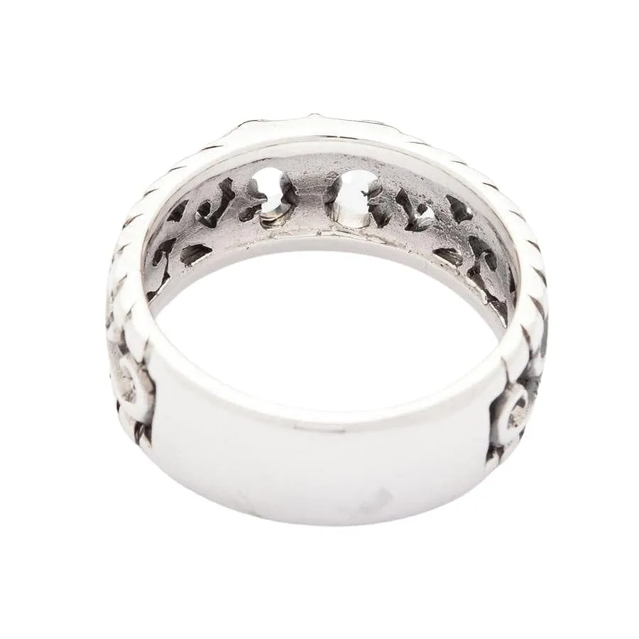 Fleur De Lis Sterling Silver Gothic Band Ring