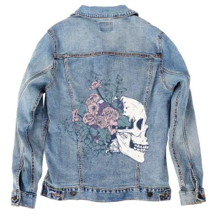 Floral Skull Beauty by Jess Adams Unisex Denim Jacket