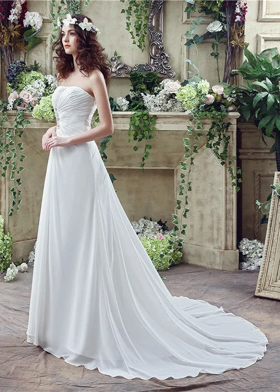 Flowing Beach Wedding Dresses With Rhinestones