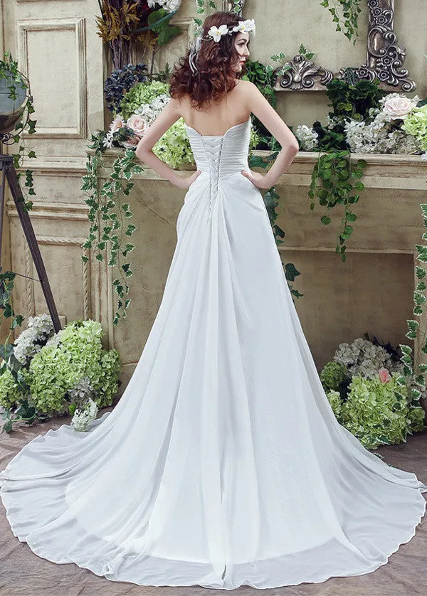 Flowing Beach Wedding Dresses With Rhinestones