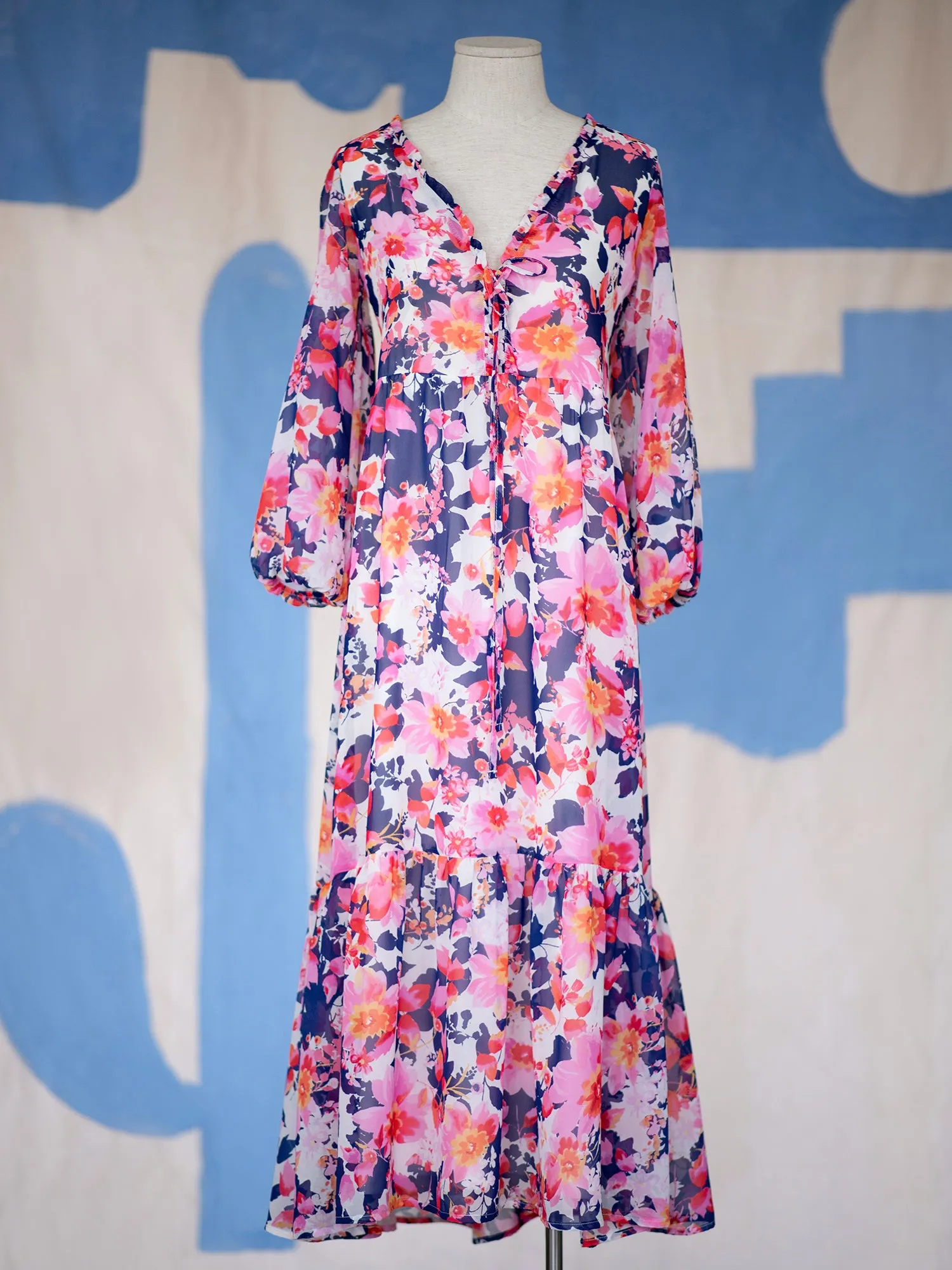 Front Frill Detail Midi Dress