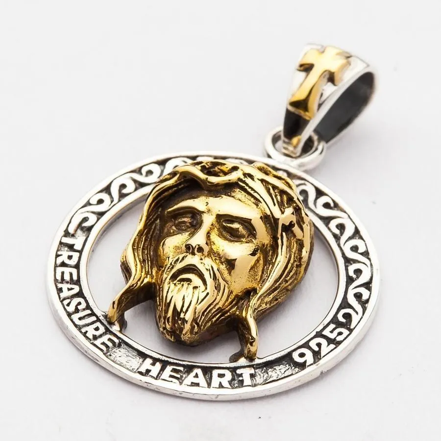 Gold Jesus Silver Pendant