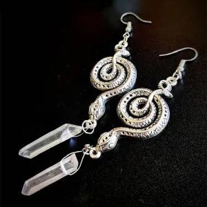 Goth Sliver Colour Moon Dangle Earrings Magical Clear Stone Set Gothic Statement Fashion Jewelry Women Gift Halloween 2021 Trend
