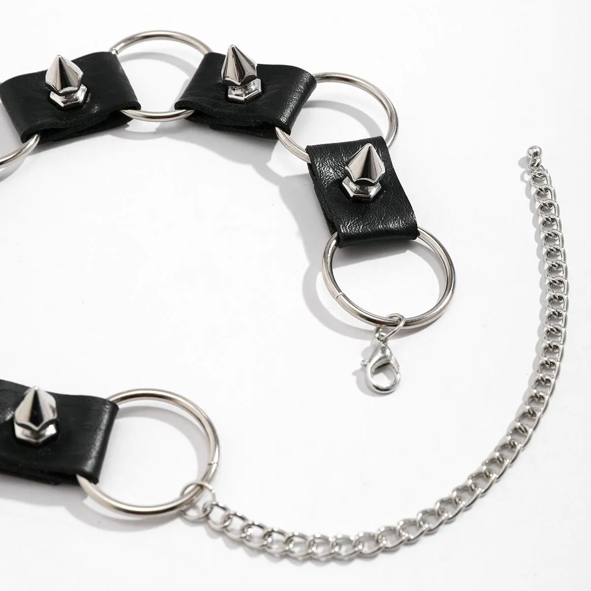 Gothic Black PU Leather Circle Chunky Choker Necklace