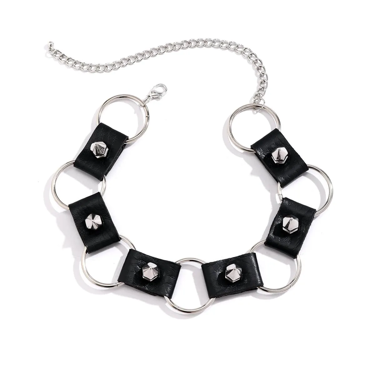 Gothic Black PU Leather Circle Chunky Choker Necklace