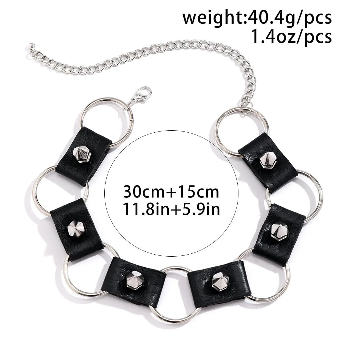 Gothic Black PU Leather Circle Chunky Choker Necklace