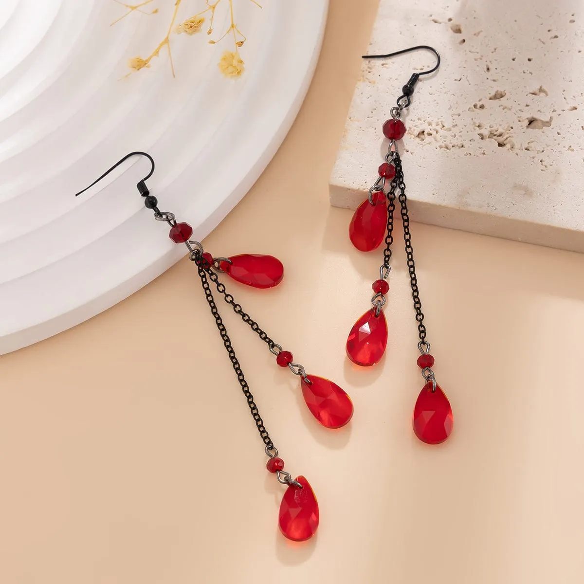 Gothic Crystal Waterdrop Dangle Earrings