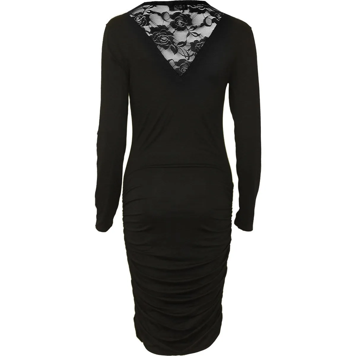 GOTHIC ELEGANCE - Lace Back Midi Gathered Dress