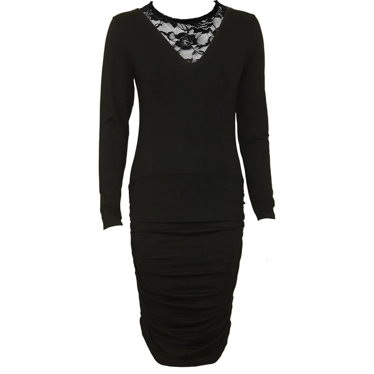 GOTHIC ELEGANCE - Lace Back Midi Gathered Dress