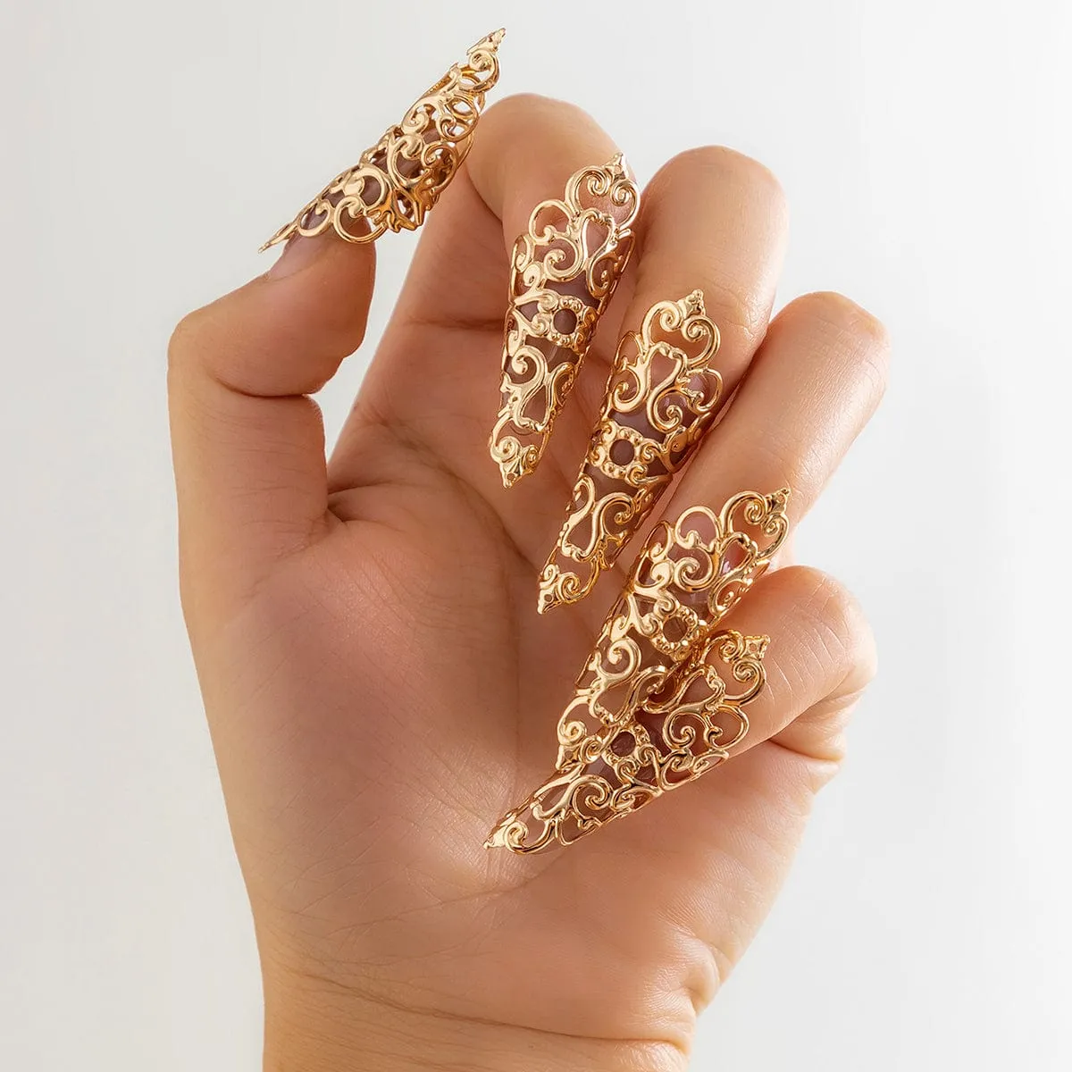 Gothic Gold Silver Plated Five Fingers Nails Ring Set
