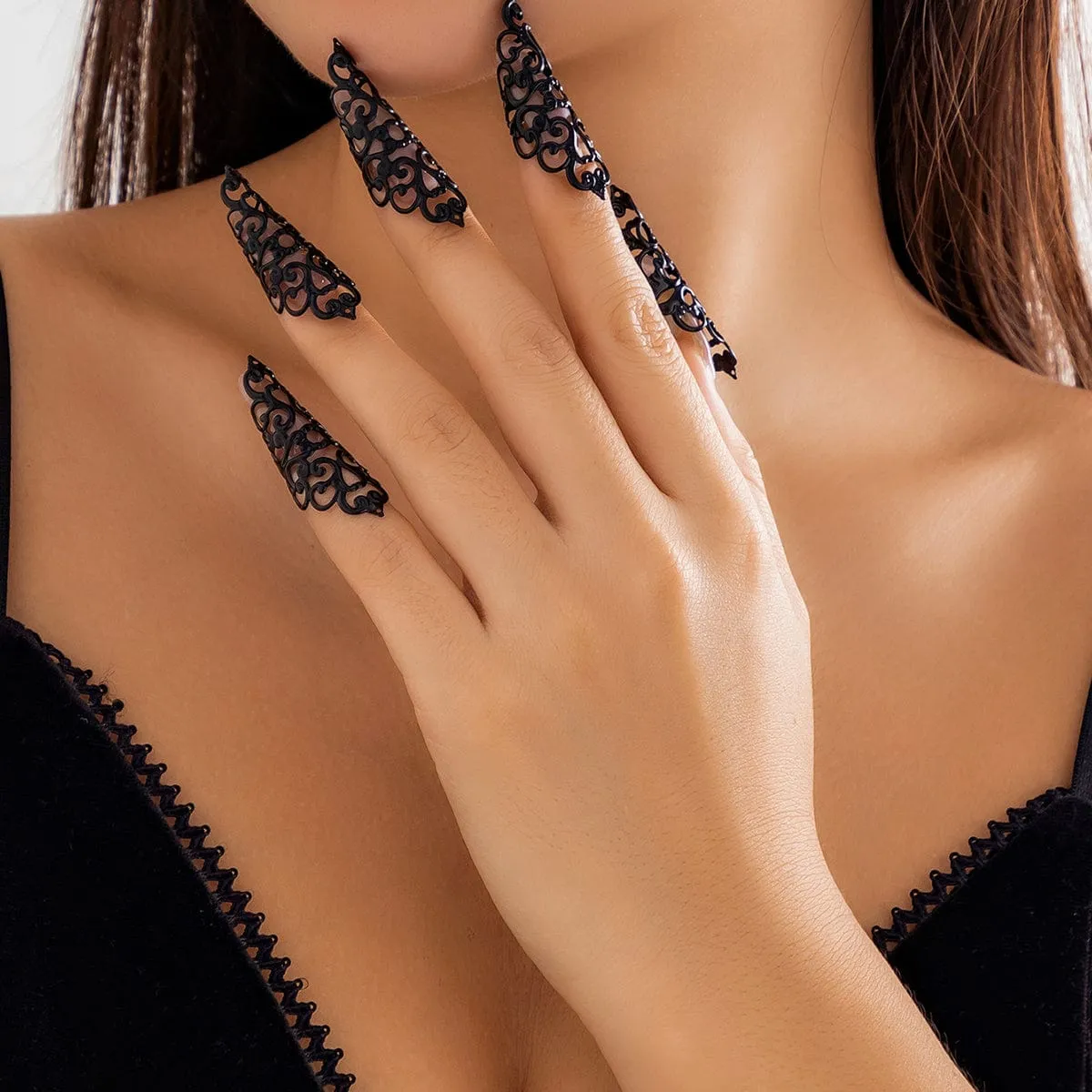 Gothic Gold Silver Plated Five Fingers Nails Ring Set