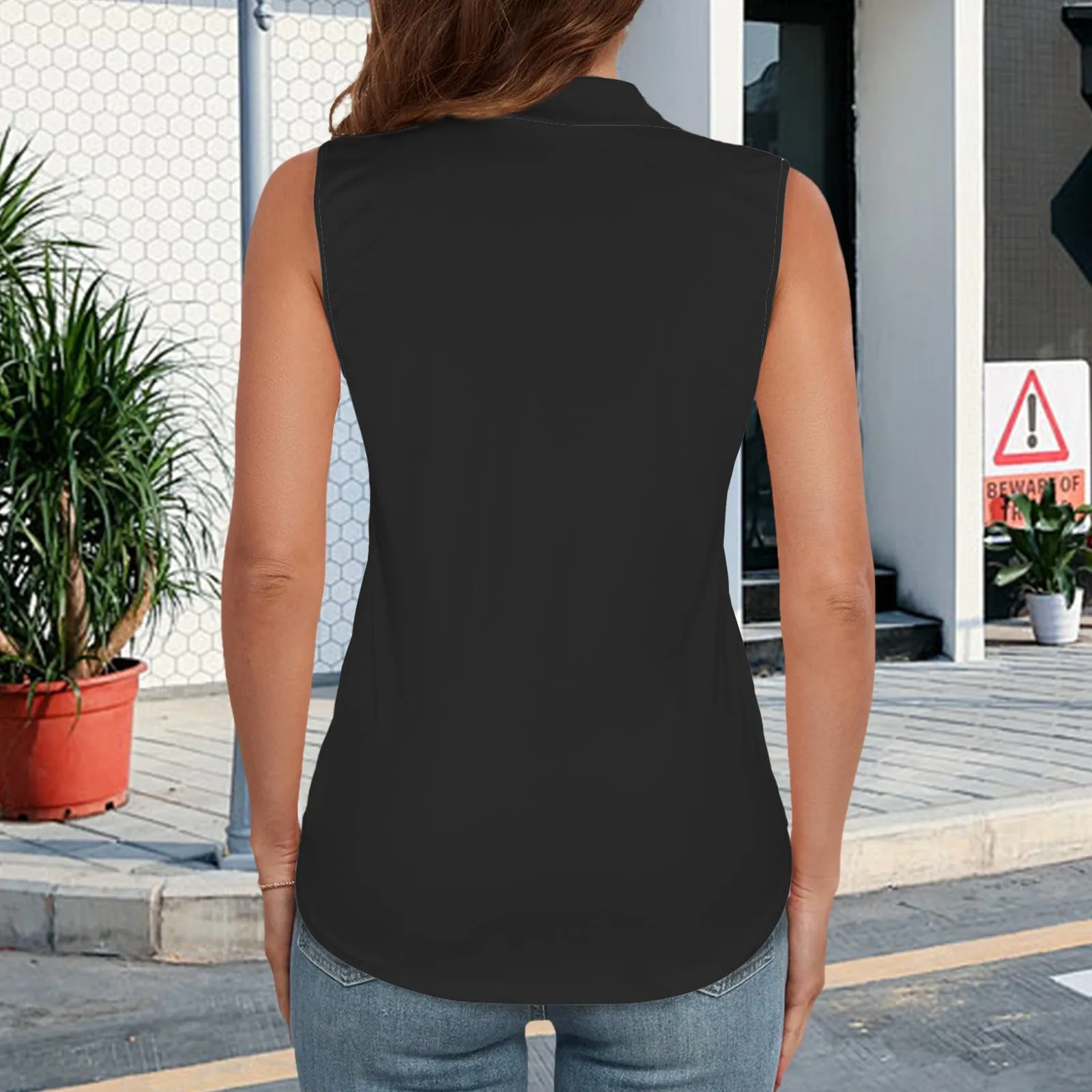 Gothic Heart Zip Up Sleeveless Top