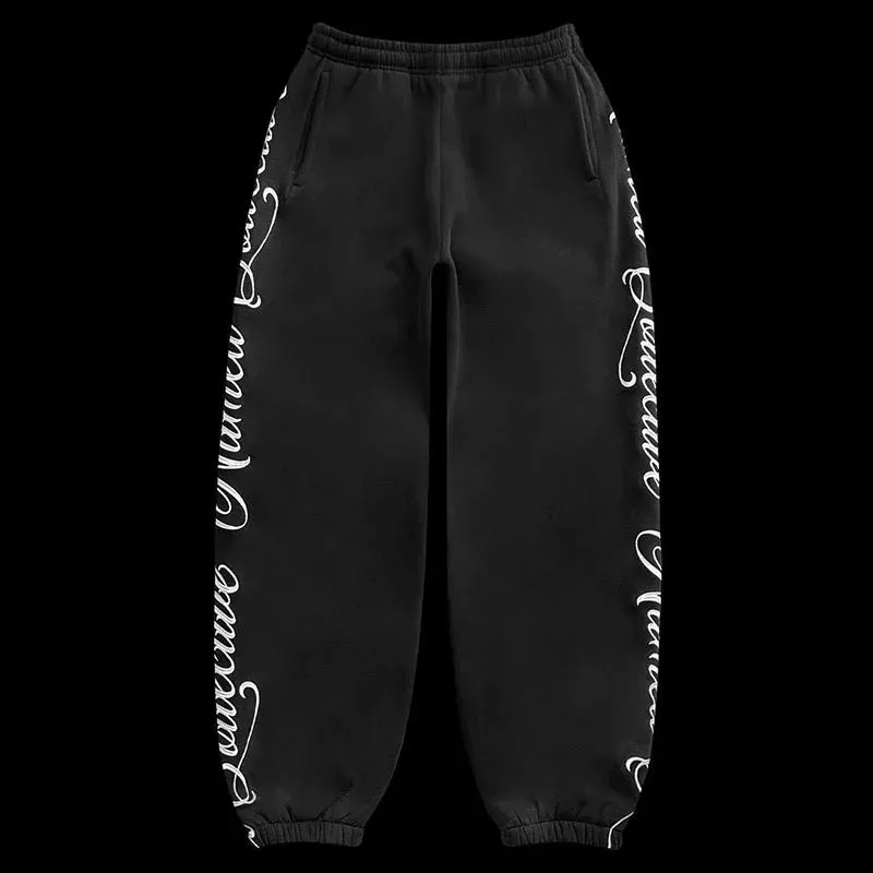 Gothic Letter Embroidery Zip-Up Hoodie & Sweatpants Set – Y2K Hip Hop Casual Streetwear