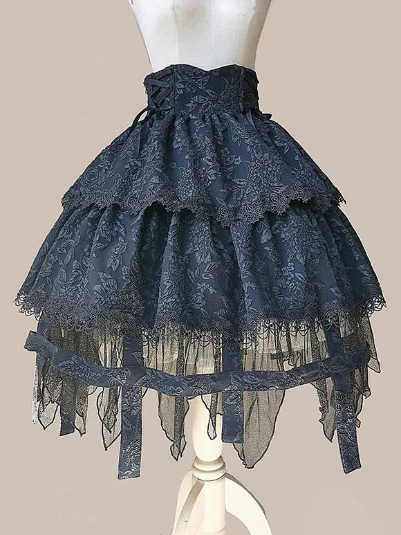 Gothic Lolita Dresses Lace Up Black Black