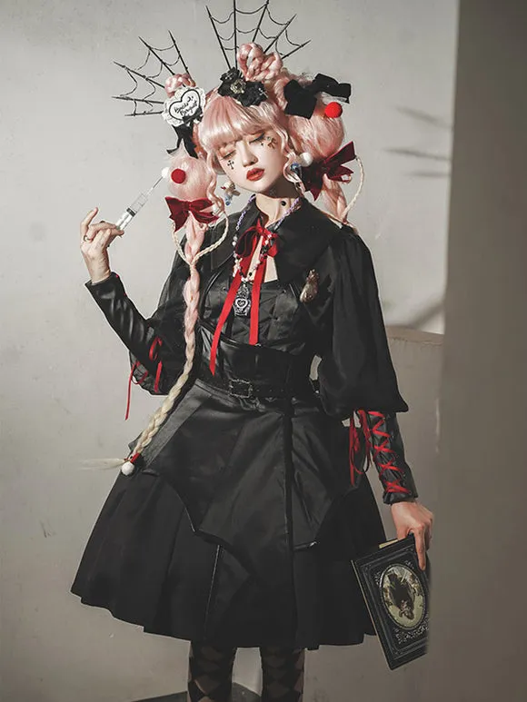 Gothic Lolita Dresses Lace Up Black Black