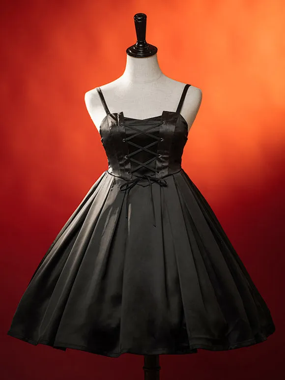 Gothic Lolita Dresses Lace Up Black Black