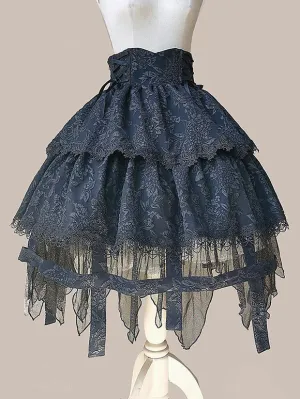 Gothic Lolita Dresses Lace Up Black Black