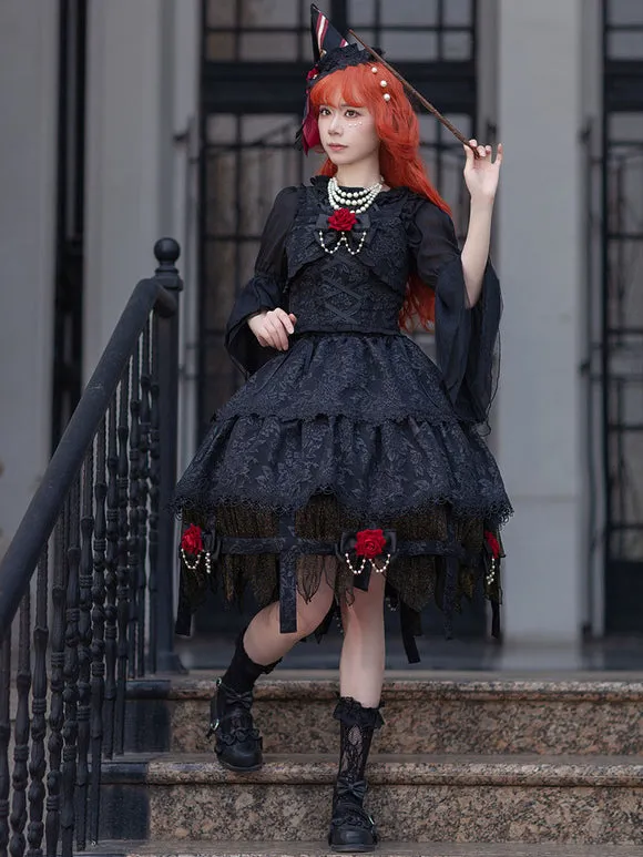 Gothic Lolita Dresses Lace Up Black Black