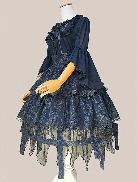 Gothic Lolita Dresses Lace Up Black Black