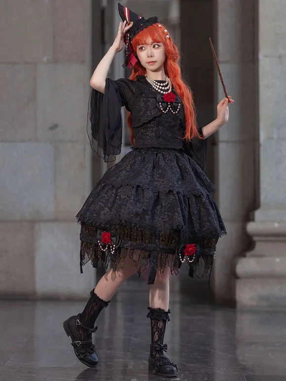Gothic Lolita Dresses Lace Up Black Black