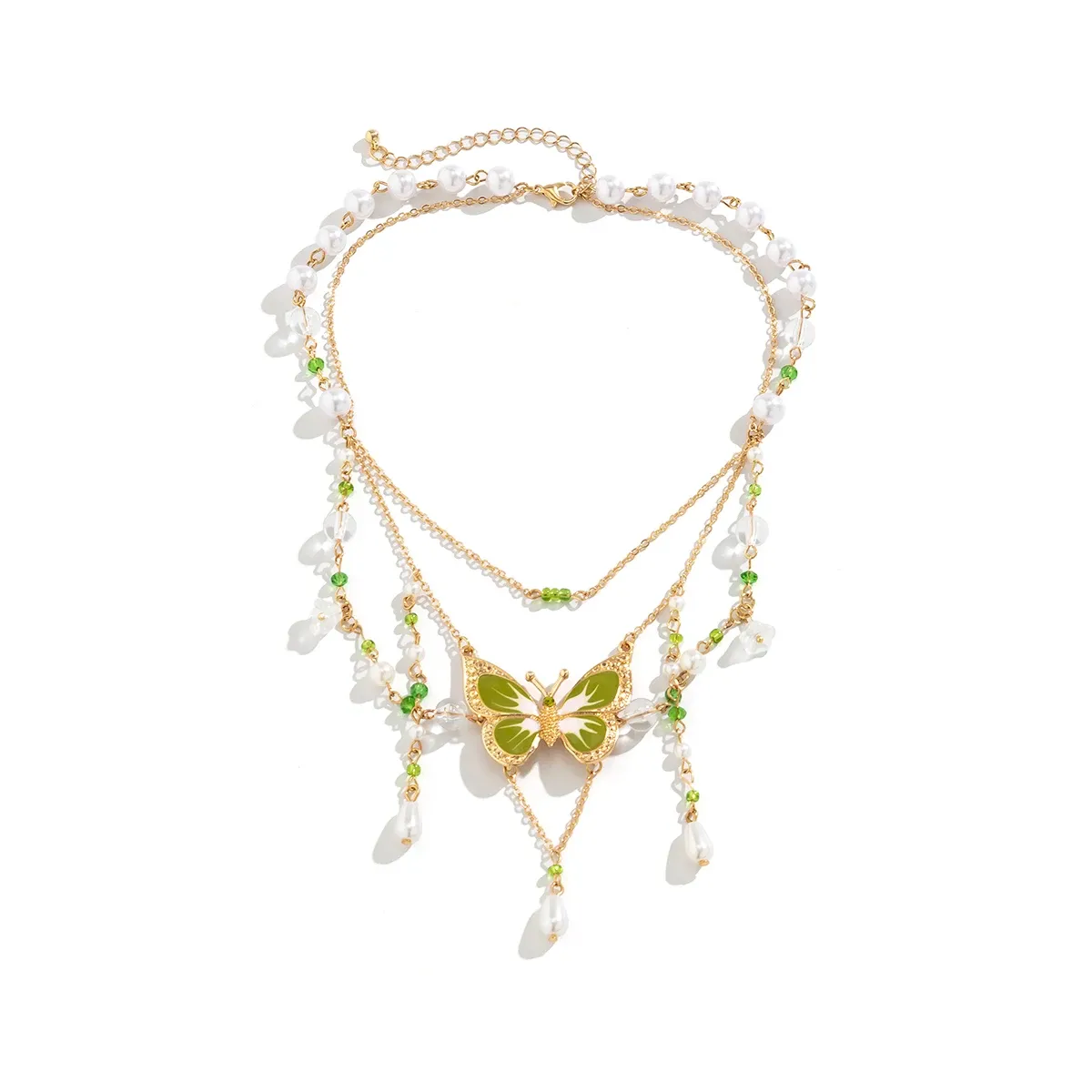 Gothic Mesh Metal Chain Choker with Colorful Big Butterfly Y2K Aesthetic Necklace