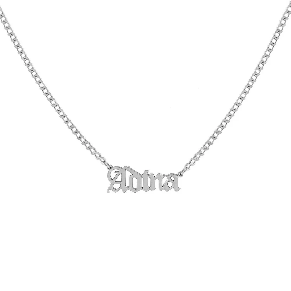 Gothic Nameplate Choker 14K